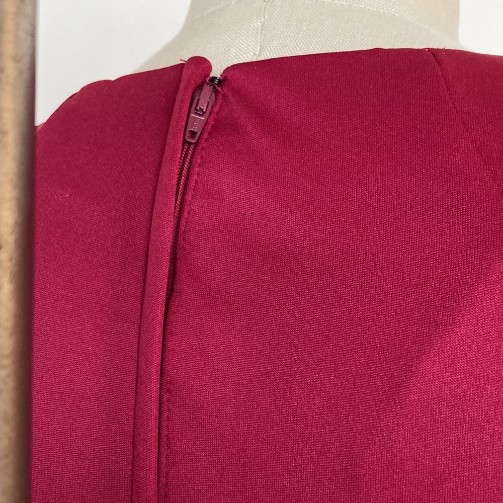 70s 2-piece set, maxi sleeveless dress and sheer floral capelet, burgundy, S - Picture 11 of 16